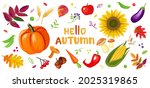 hello autumn set with pumpkin ... | Shutterstock .eps vector #2025319865