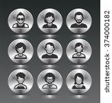 people face set on silver round ... | Shutterstock .eps vector #374000182