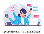 multitasking woman concept... | Shutterstock .eps vector #1851658435