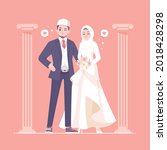 islamic wedding couple... | Shutterstock .eps vector #2018428298