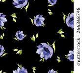 blue watercolor flowers... | Shutterstock .eps vector #266368748