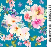 seamless pattern with flowers... | Shutterstock . vector #386831155