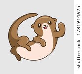 Cute Baby Otter Cartoon Design...