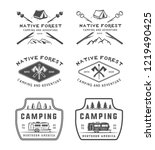 set of vintage camping outdoor... | Shutterstock . vector #1219490425