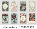 vector collection of 8 greeting ... | Shutterstock .eps vector #1351352978