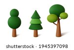 Set Abstract Trees Isolated On...