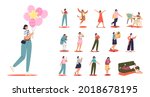 set of young student cartoon... | Shutterstock .eps vector #2018678195