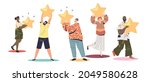 people holding rating stars.... | Shutterstock .eps vector #2049580628