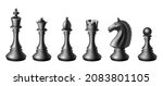 realistic black chess pieces... | Shutterstock .eps vector #2083801105