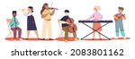 kids playing on different music ... | Shutterstock .eps vector #2083801162