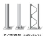 realistic metal poles. silver... | Shutterstock .eps vector #2101031788