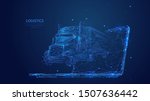 truck and laptop low poly art... | Shutterstock .eps vector #1507636442