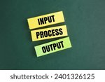 Small photo of colored paper with the words input process output. Learn how to use the input-process-output (IPO)