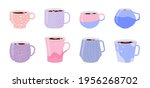 collection pink ceramic cups.... | Shutterstock .eps vector #1956268702