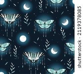 moon and butterfly pattern.... | Shutterstock .eps vector #2119378085