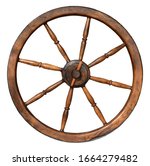 Wooden Antique Wheel On A White ...