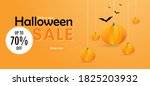 happy halloween yellow papercut ... | Shutterstock .eps vector #1825203932