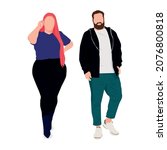 overweight man and woman on... | Shutterstock .eps vector #2076800818
