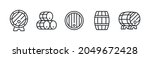 Beer and Wine barrels icons. Traditional barrels set. Set of 5 wooden barrels isolated on white background. Vector illustration 