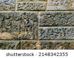 Hand-crafted stone, detail of the fortress wall in the castle, Spielberk fortress in Brno, texture or background