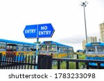 Small photo of Kolkata, India - July 23, 2020: Bus operations come to a halt as State Government planned for a lockdown on 23rd July due to the spread of Coronavirus