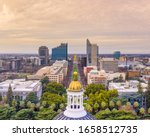 Aerial photo downtown Sacramento from the capital building 