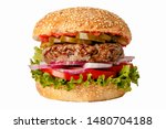 Delicious fastfood grilled fresh tasty burger isolated on white background