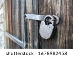 Old Rusty Lock On Barn Doors