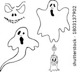 vector illustration of ghosts ... | Shutterstock .eps vector #1803137902