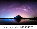 night landscape mountain and milkyway  galaxy background , thailand , long exposure ,low light  