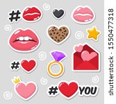 set of vector love icon sticker.... | Shutterstock . vector #1550477318