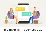 chat messages notification on... | Shutterstock .eps vector #1069653302