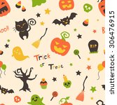 cute bright cartoon halloween... | Shutterstock .eps vector #306476915