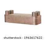 Plate heat exchanger for heating water in the circuit by heat exchange with the heating circuit, consisting of a stacked structure of twelve corrugated stainless steel plates brazed with copper