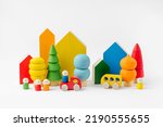 Colorful  wooden toys. houses ...