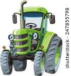 Green Cartoon  Tractor For...