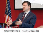 Small photo of BOSSIER CITY, LA., U.S.A. - APRIL 25, 2019: U.S. Rep. Mike Johnson, R-La., speaks at a town-hall style meeting with constituents at Bossier Parish Community College.