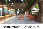 Small photo of ABSTRACT BLUR CANTEEN ROOM BACKGROUND. Office building or university lobby hall blur background with blurry school hallway corridor interior view toward empty corridor entrance