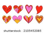 vector set of valentines in... | Shutterstock .eps vector #2105452085