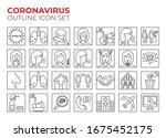 coronavirus line icon set for... | Shutterstock .eps vector #1675452175