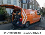 Small photo of London. UK- 02.26.2022. A RAC van on call out to assist and repair a member's broken down vehicle.