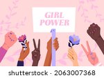 womans hand banner. concept of... | Shutterstock .eps vector #2063007368