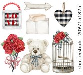 Watercolor Valentines Day Set ...