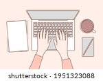 women are seen using laptops to ... | Shutterstock .eps vector #1951323088