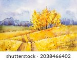 Watercolor Autumn Landscape....