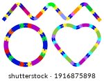 heart puzzle on colorful... | Shutterstock .eps vector #1916875898