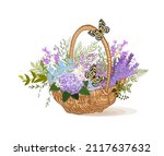 Flower Basket Vector Cartoon...