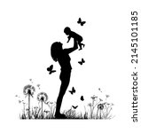 silhouette mother with a child... | Shutterstock .eps vector #2145101185