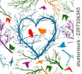 love bird tree seamless...