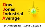 Small photo of DJIA Dow Jones industrial average symbol. Concept words DJIA Dow Jones industrial average on yellow paper on beautiful yellow background. Business DJIA Dow Jones industrial average concept. Copy space